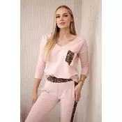 Set with a panther motif dark powder pink