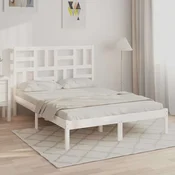 Okvir za krevet od masivnog drva bijeli 140 x 200 cm