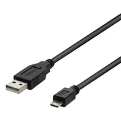 DELTACO Kabel USB-A 2.0 - USB Micro-B, 5-pinski, 1m, CRNI