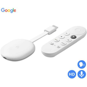 Google CHROMECAST 4 HD multimedijski centar, Full HD, Google TV + Assistant, daljinski upravljac, glasovno upravljanje, bijeli
