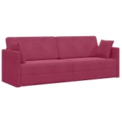 Vidaxl Tlačna sedežna postelja 2-v-1 Vinsko rdeča 213x144x60 cm Samet