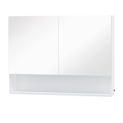 HOMCOM HOMCOM Stenska ogledalna omarica z LED-lučmi, odprto polico in nastavljivo notranjo polico, steklo in MDF, 80x15x60cm, (20745522)