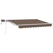 Vidaxl Ročno senčilo s LED-ji Taupe 3,5 x 2 m Poliester s PU premazom