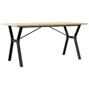 Vidaxl Jedilna miza Y okvir 140x80x75,5 cm trdna borovina jeklo