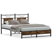 Vidaxl Posteljni okvir brez vzmetnice hrast 140x190 cm inženirski les