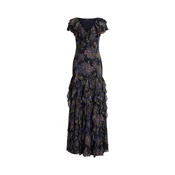 Lauren Ralph Lauren Večerna obleka modra / marine / barva blata