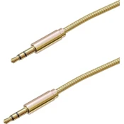 mobilNET AUX kabel 2x 3,5mm Jack 1m, Eko embalaža, Zlati