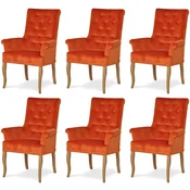 Casa Padrino Chesterfield Neo Baroque dining room chair set of 6 orange/natural - Kitchen chairs with armrests - Dining room furniture - Chesterfield furniture - Neo baroque furniture