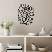 Opviq Zidna dekoracija All You Need is Love, 44x57 cm, 1.5 mm, Crna