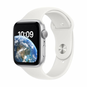 Apple Watch SE (2nd Gen) GPS 44mm Aluminium Silver Sport Band White