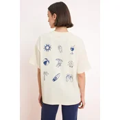Trendyol Majica modra/naravno bela