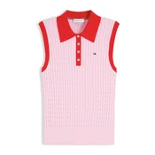 TOMMY HILFIGER Top z naramnicami Cable Slim Sleeveless roza/rdeča
