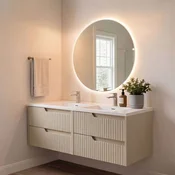 Skye Decor Set kupatilskog ormarica sa umivaonikom i ogledalom, 2 dela, Bež