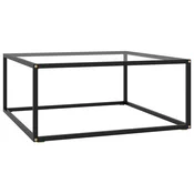 Vidaxl Klubska mizica črna s kaljenim steklom 80x80x35 cm