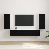 vidaXL TV stenska omara 2 pcs Črna 30 x 31 x 80 cm Konstruiran les