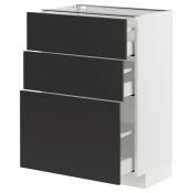 METOD / MAXIMERA Podni element s 3 fioke, bela/Nickebo boja antracita, mat, 60x37 cm