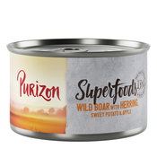 Varčno pakiranje Purizon Superfoods 12 x 140 g - Divji prašič s slanikom, sladkim krompirjem in jabolkom
