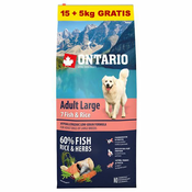 ONTARIO Adult Large 7 Fish & Rice 15+5kg GRATIS