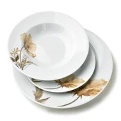 Mondex Jedilni servis porcelan Mondex Lea Beige 27/21,8/19,2 cm + 220 ml bel/bež-rjav 18-delni, (5000212430)