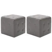 Vidaxl Tabure 2 kosa siv 30x30x30 cm umetno usnje