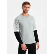 OMBRE Moška bluza z rokavi v obliki raglana sive barve MDN127195 S