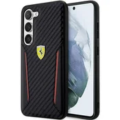 Ferrari ovitek za Samsung S23+ Carbon Contrast Edges, črn