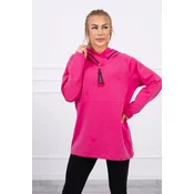 Tunic with zipper on hood Oversize fuchsia