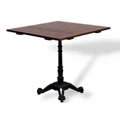 Casa Padrino Industrial Style Garden Dining Table Dark Brown/Black 80 x 80 H. 76 cm - Square Garden Table with Solid Wood Slatted Table Top - Industrial Style Restaurant & Garden Furniture