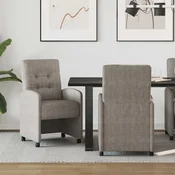 vidaXL Jedilni stoli s kolesi 2 pcs Siva 57 x 67 x 98 cm Umetna koža