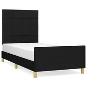 Vidaxl posteljni okvir brez vzmetnice Črna 80x200cm Tkanina