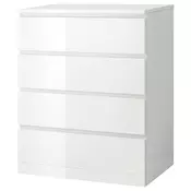 MALM Komoda s 4 ladice, visoki sjaj bijela, 80x100 cm