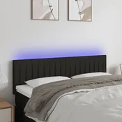 Vidaxl vidaXL Vzglavje postelje z LED diodo črno 144x5x78/88 cm blago