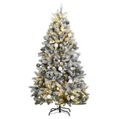 Vidaxl Umetna novoletna jelka 300 LED diod in komplet bučk 240 cm