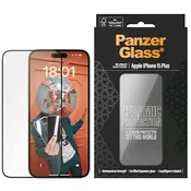 PanzerGlass Kaljeno steklo za iPhone 15 Plus - 9H, oleofobni premaz, popolna pokritost