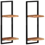 Zidne police 2 kom 25 x 25 x 75 cm masivni bagrem i celik