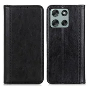 GS Ovitek za Motorola Moto G56 5G, usnjeni, črn