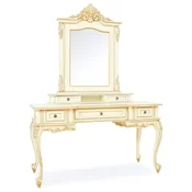 Casa Padrino luxury baroque dressing table with mirror cream/beige - Magnificent baroque style dressing table with wall mirror - Luxury bedroom furniture in baroque style - Baroque furniture