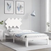 shumee vidaXL Posteljni okvir brez vzmetnice bel 90x200 cm masiven borov les