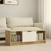 Stolic za kavu bijeli i hrast 102x50x36 cm konstruirano drvo