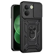 Oklepni ovitek MaX-Armor z obročem, kovinsko ploščico in zaščito zadnjih kamer za Xiaomi Redmi Note 17 Pro Max - black