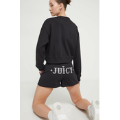 Kratke hlače Juicy Couture za žene, boja: crna, s aplikacijom, visoki struk