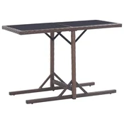Vidaxl Vrtna miza 110x53x72 cm steklo in poli ratan