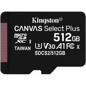 512GB Kingston Canvas Select Plus MicroSDXC 100MB/s +Adapter