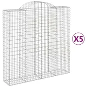Vidaxl Obokane gabion košare 5 kosa 200x50x200/220 cm pocinkano železo