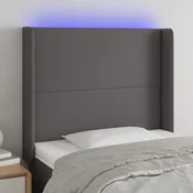 Vidaxl vidaXL Vzglavje postelje z LED svetlo sivo 83x16x118/128 cm umetno usnje