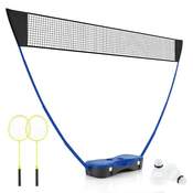 MREŽA Prenosna za badminton z loparjema, stojalo za badminton, modro/črno