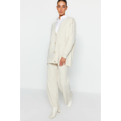 Trendyol Stone Pearl Buttoned Cardigan-Pants Knitwear Bottom-Top Set