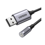 UGREEN USB 2.0 kabel: USB-A na 3,5 mm audio priključak (muški na ženski), 0,25 m, crni 30757