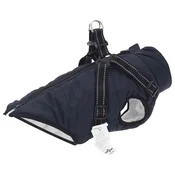 Vidaxl Pasja jakna z jermenom Temno modra 2XL Flis in poliester