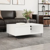 Vidaxl Klubska mizica bela 90x60x35 cm inženirski les